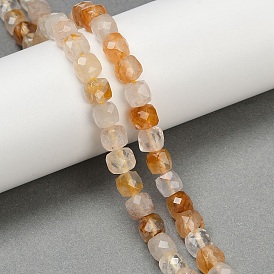 Натуральный желтый гематоидный кварц/золотые целебные кварцевые бусины нити, граненые, кубические