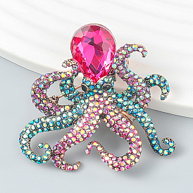 Funny Octopus Brooch with Alloy Inlaid Diamond - Cute, Fashionable, Accessory.
