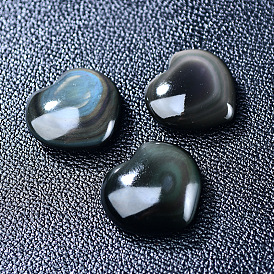 Love Heart Palm Worry Stone, Natural Obsidian Reiki Energy Stone Display Decorations, for Home Feng Shui Ornament