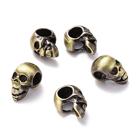 European Style Brass Beads, Large Hole Beads, Cadmium Free & Lead Free, Skull
