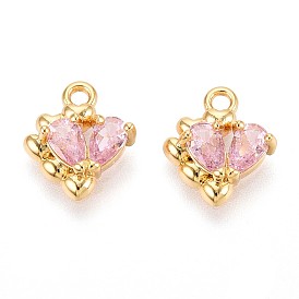 Латунные микро проложить кубического циркония прелести, сердце, долговечный, без никеля 