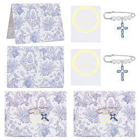 2шт. броши-булавки из сплава, с подвесками в виде крестов из пластиковых жемчужин и сплава стекла., наборы канцелярской бумаги и конвертов