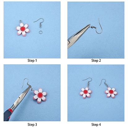 DIY 3D Flower Dangle Earring Making Kit, Including Resin Pendants, 316 Surgical Stainless Steel Earring Hook