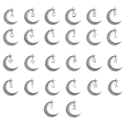 26Stück Buchstabenanhänger aus Legierung, Mond
