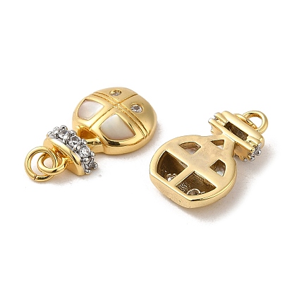 Rack Plating Brass Micro Pave Cubic Zirconia with Sea shell Pendants, Cadmium Free & Lead Free, Cable Car