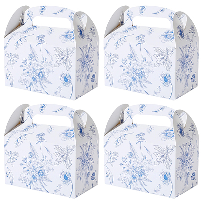 12 шт. складные подарочные бумажные коробки для конфет с вырубной ручкой, для партии, свадьба, коробки для выпечки, прямоугольник с цветочным узором