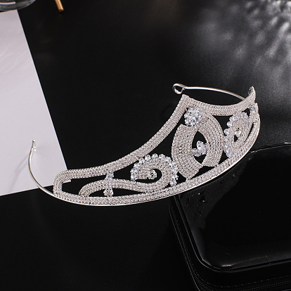 Bridal Crown with Shiny Zirconia Stones - Sparkling Crown Headpiece for Bride.