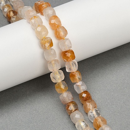 Натуральный желтый гематоидный кварц/золотые целебные кварцевые бусины нити, граненые, кубические