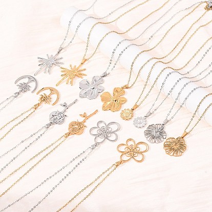 304 Подвеска в виде цветущего дерева из нержавеющей стали, цепочка-удлинитель для мужчин и женщин