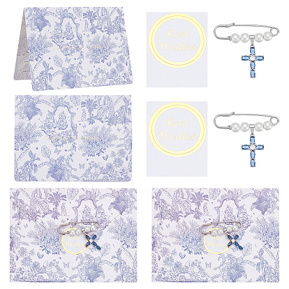 2шт. броши-булавки из сплава, с подвесками в виде крестов из пластиковых жемчужин и сплава стекла., наборы канцелярской бумаги и конвертов