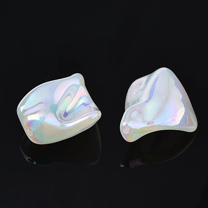 Perles acryliques placage irisé arc-en-ciel, perles de paillettes, nuggets
