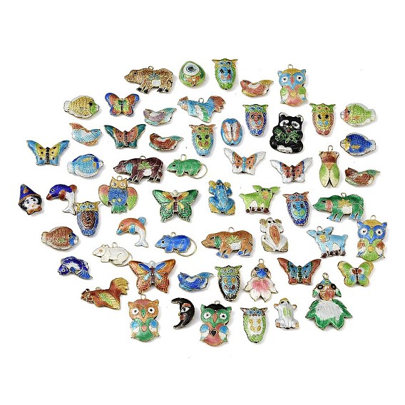 Бусины ручной работы перегородчатой, животная тема, золотые