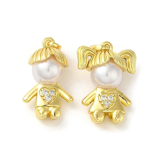 Покрытие стойки латунь микропаве прозрачные подвески из кубического циркония, с пластиковой имитационной жемчужиной, реальный 18 k позолоченный, долговечный, без кадмия и без свинца