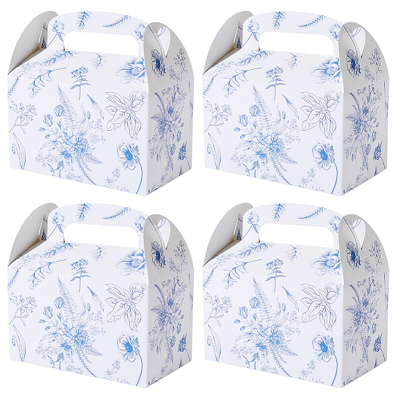 12 шт. складные подарочные бумажные коробки для конфет с вырубной ручкой, для партии, свадьба, коробки для выпечки, прямоугольник с цветочным узором
