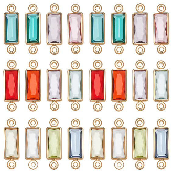 24шт 12 цвета k9 подвески для стеклянных разъемов, латунные прямоугольные звенья, золотые