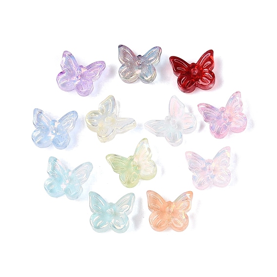 Galvanoplastie perles de verre transparentes, papillon, de couleur plaquée ab , demi-plaqué