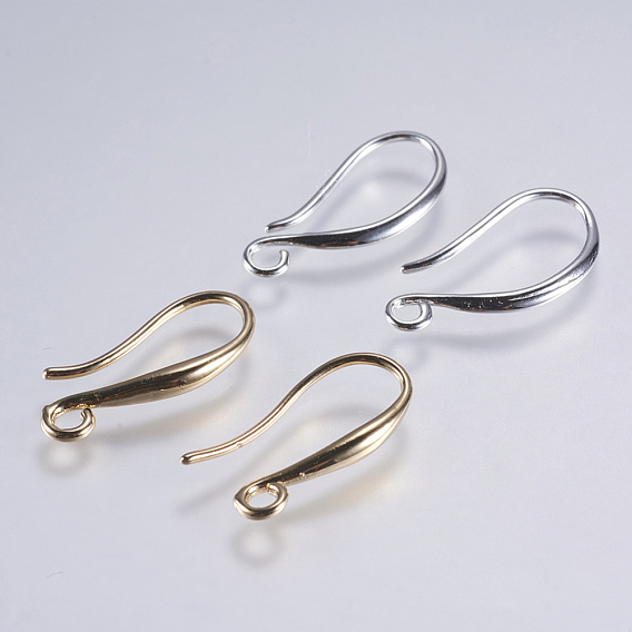 Brass Earring Hooks, with Horizontal Loop, Long-Lasting Plated, Lead Free & Cadmium Free