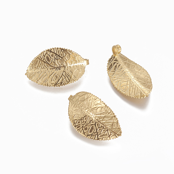 PVD Vacuum Plating 304 Stainless Steel Pendants, Leaf