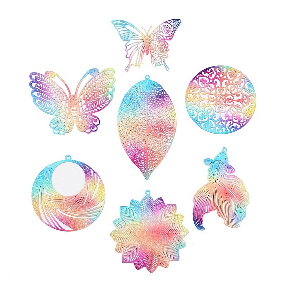 Железные подвески, гравированные металлические украшения, Радуга цветов