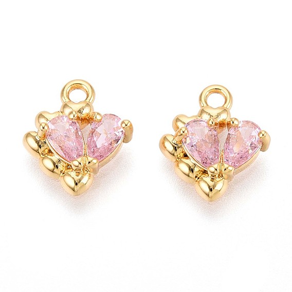Латунные микро проложить кубического циркония прелести, сердце, долговечный, без никеля 