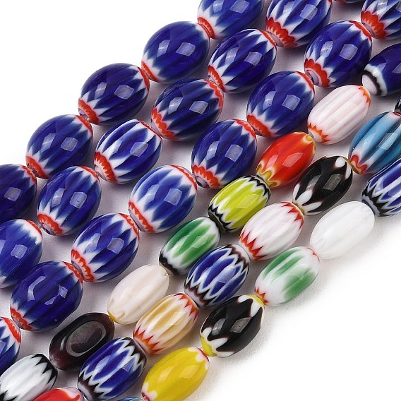 Овальные нити из стекла миллефиори ручной работы, шевронные бусины, один цветочный дизайн