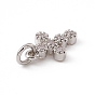 Brass Micro Pave Clear Cubic Zirconia Charms, with Open Jump Rings, Religion Cross