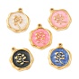 304 подвески из нержавеющей стали, с эмалью, плоская круглая с подвеской в виде цветка, реальный 18 k позолоченный