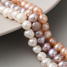 Natural Cultured Freshwater Pearl Beads Strands, Two Sides Polished