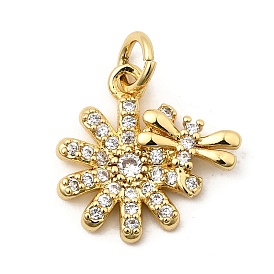 Латунные микро проложить кубического циркония подвески, цветок и стрекоза, без свинца и без кадмия, долговечный, стойки покрытие, с целью перехода в кольце
