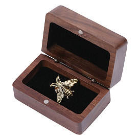 Прямоугольные коробки для хранения зажимов для галстуков из орехового дерева, Деревянные футляры для колец с магнитной откидной крышкой и губкой внутри.