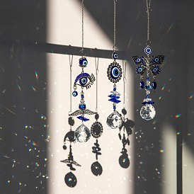 Evil Eye Pendant Decorations, Alloy & Glass Hanging Suncatchers, for Home Decoration