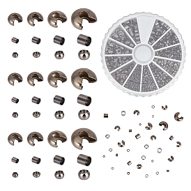 Наборы для изготовления ювелирных изделий своими руками, включая чехлы для железных бусин, латуни обжимной шарики охватывает, Зажимные бусины из латуни