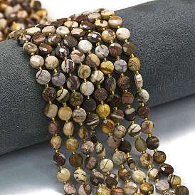 Природные зебры яшмы бисер нитей, с бисером, граненый ромб, плоско-круглые