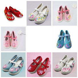 Cloth Doll Embroidered Shoes, Doll Making Supples, with Flower Pattern