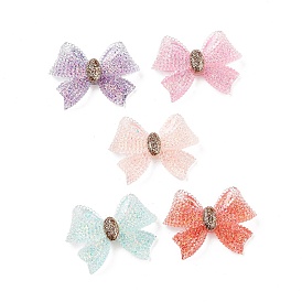 Transparent Resin Decoden Cabochons, Bowknot with Glitter Powder