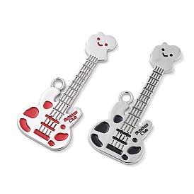 Alloy Enamel Big Pendants, Platinum, Guitar