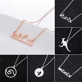 Winter Christmas Snow Mountain Necklace with Unique Design and European-American Style Featuring Kangaroo, Bird Language, Floral Fragrance and Wave Elements