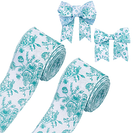 Полиэстер атласные ленты, цветочным узором, для украшения вечеринки