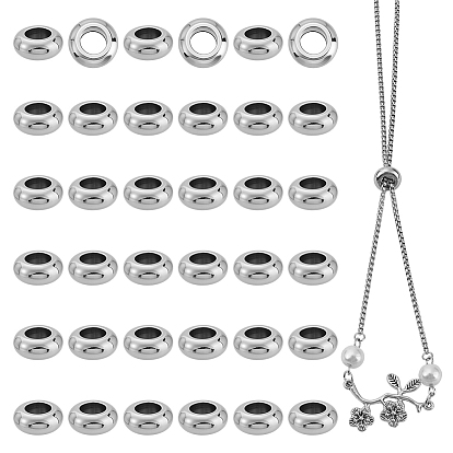 60шт 304 европейские бусины из нержавеющей стали, бусины с большим отверстием, рондель