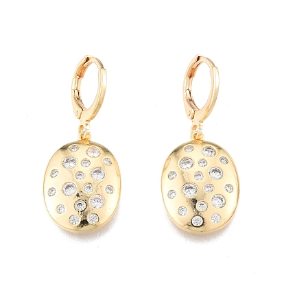 Boucles d'oreilles pendantes ovales en zircone cubique transparente, bijoux en laiton pour femmes, sans cadmium et sans nickel et sans plomb