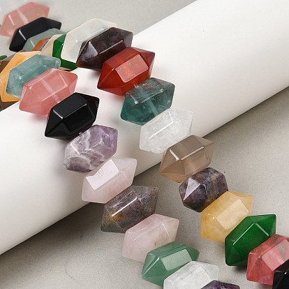 Нити бусин из натурального смешанного камня с двойными концами, кусковая пуля, граненые, смешанные окрашенные и неокрашенные