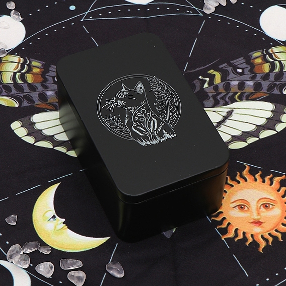 Железные коробки для сбора карт Таро в форме кошки, футляры для хранения карт Таро, прямоугольные