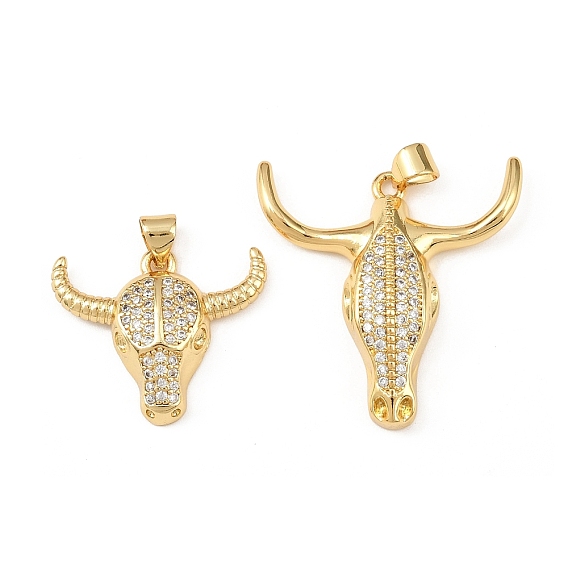 Латунные микропаве прозрачные подвески с фианитом, оберег на голову крупного рогатого скота, долговечный, без кадмия и без свинца