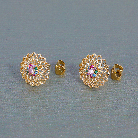 Полые латунные серьги-гвоздики в форме цветка, с кубического циркония