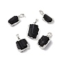 Natural Black Tourmaline Pendants, Nuggets Charms, with Brass Findings, Cadmium Free & Lead Free