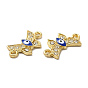 Alloy Enamel Connector Charms, with Crystal Rhinestone, Butterfly Links with Blue Evil Eye