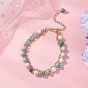 Многорядные браслеты из натурального хаулита и латунных цепей роло для женщин, круглые