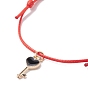 8Pcs 8 Style Heart & Skeleton Key Alloy Enamel Braided Bead Bracelets Set, Adjustable Couple Bracelets