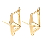 SHEGRACE Brass Hoop Earring Findings, Star, with Loop, Cadmium Free & Lead Free & Nickel Free