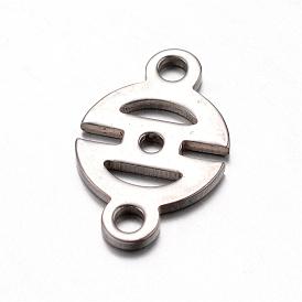 201 Stainless Steel Links/Connectorss, Flat Round, 12x19x1mm, Hole: 2mm